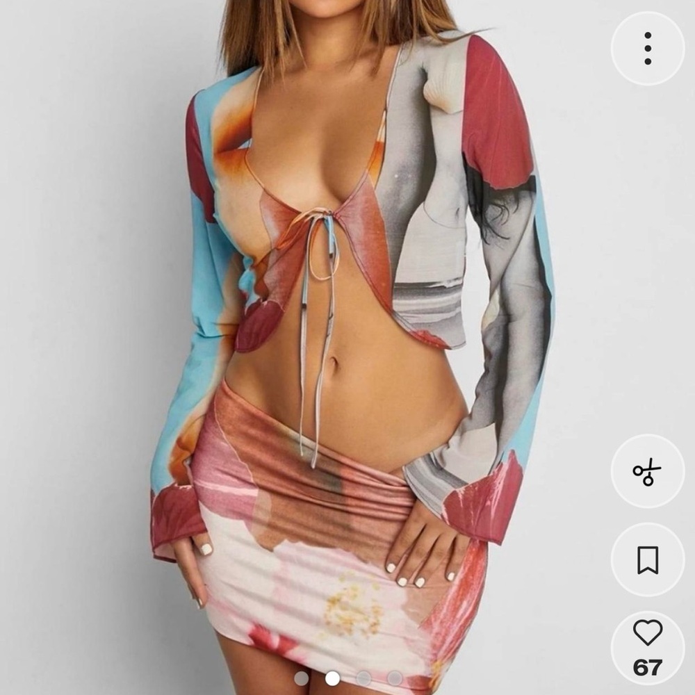 NWT Tiger Mist Pacific tie-front floral top